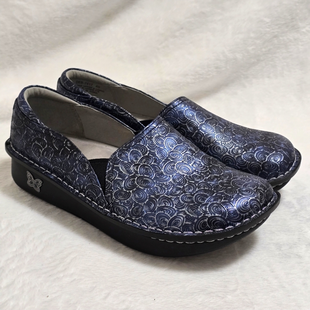 Alegria Women's Shoes in Metallic Blue and Black